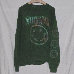 Official Nirvana LS Tie Dye Smiley Sweatshirt - Green - Sz M*